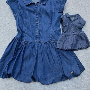 American Girl Denim dress with matching doll dress size 6